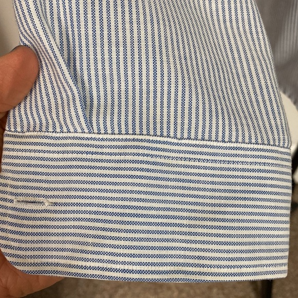 GW Gentleman’s Warehouse blue pinstripes button down shirt. 15 1/2 x 33 - Picture 6 of 10